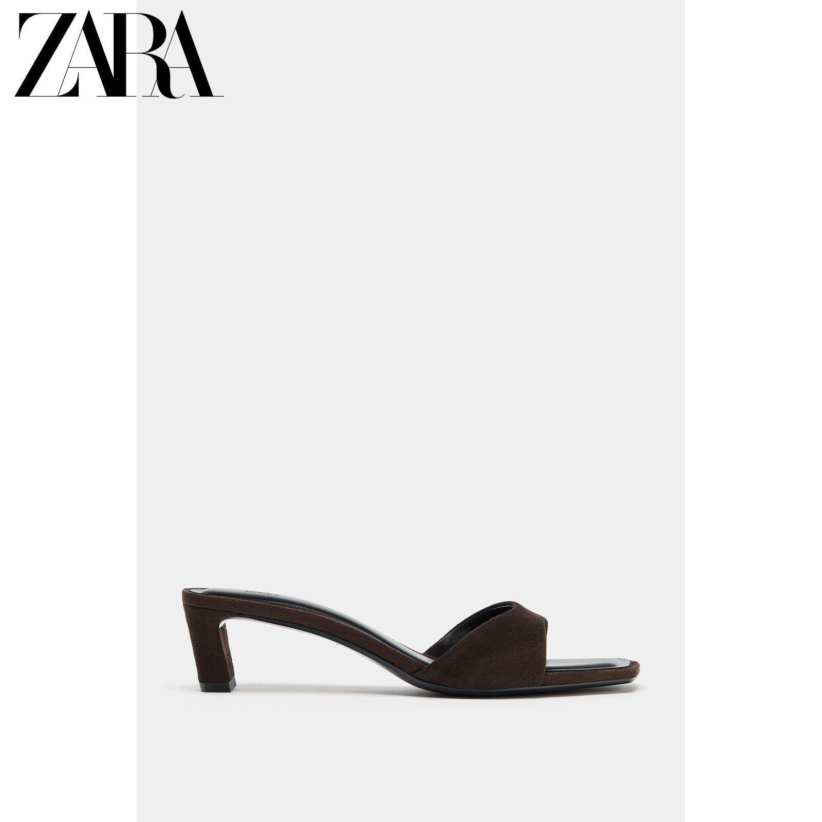 ZARA2026春夏新品 女鞋 反绒皮穆勒鞋款式高跟凉鞋 1312710 116主图