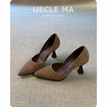 羊皮版~气质高跟鞋细跟法式优雅尖头包鞋夏季配裙子中空包头凉鞋