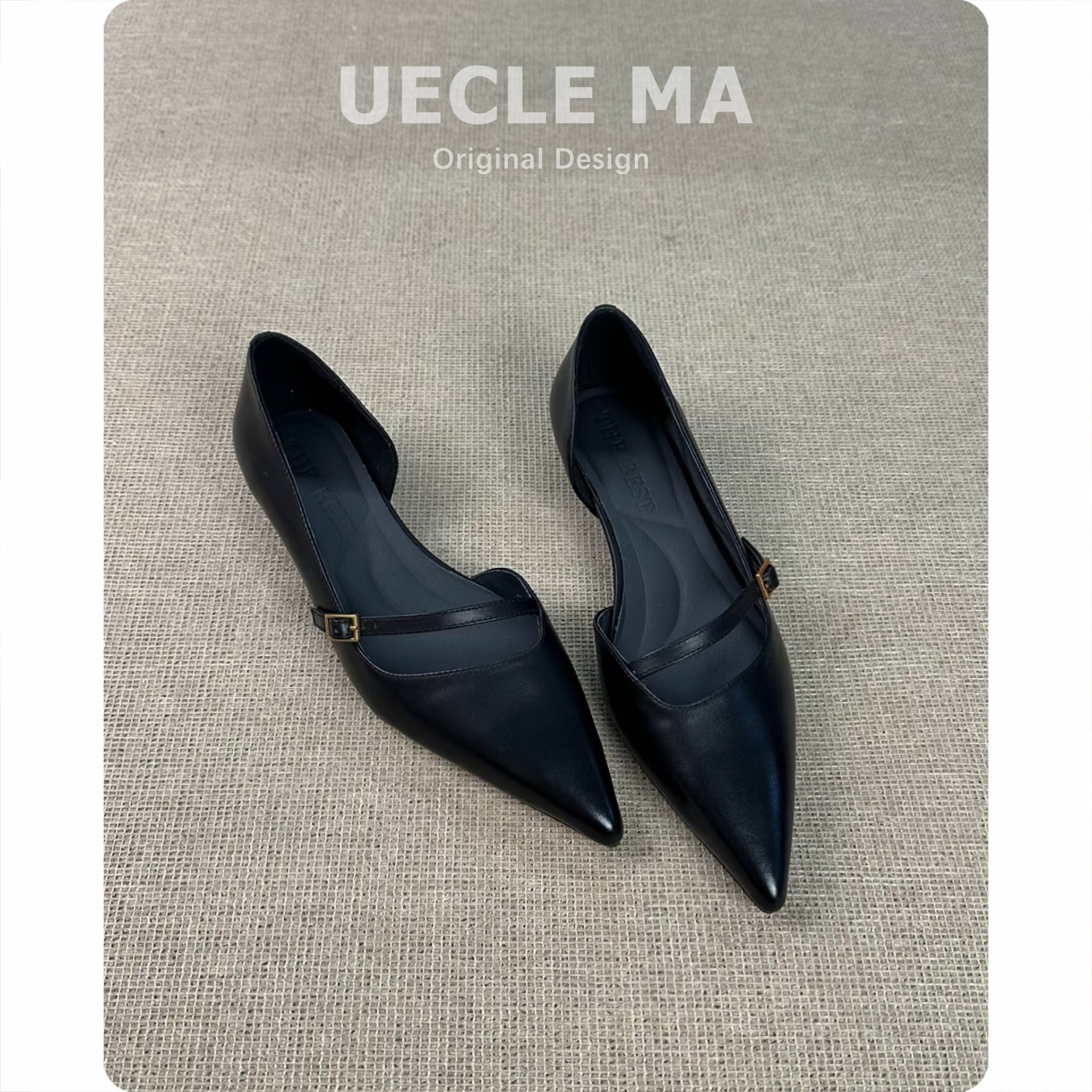 羊皮版~法式优雅尖头浅口单鞋女气质中空鞋通勤百搭时尚包头凉鞋主图