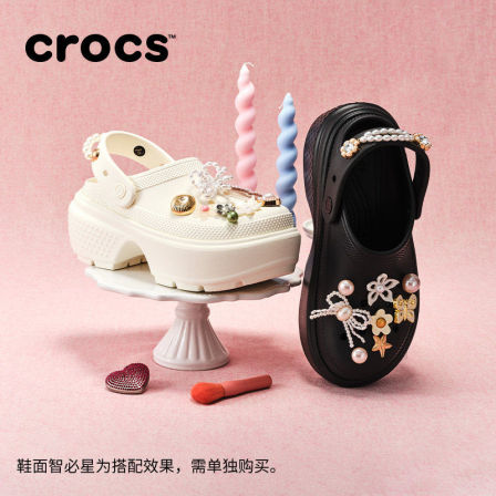 【李佳琦直播间】Crocs卡骆驰雪屋洞洞鞋绢花洞洞鞋厚底女鞋
