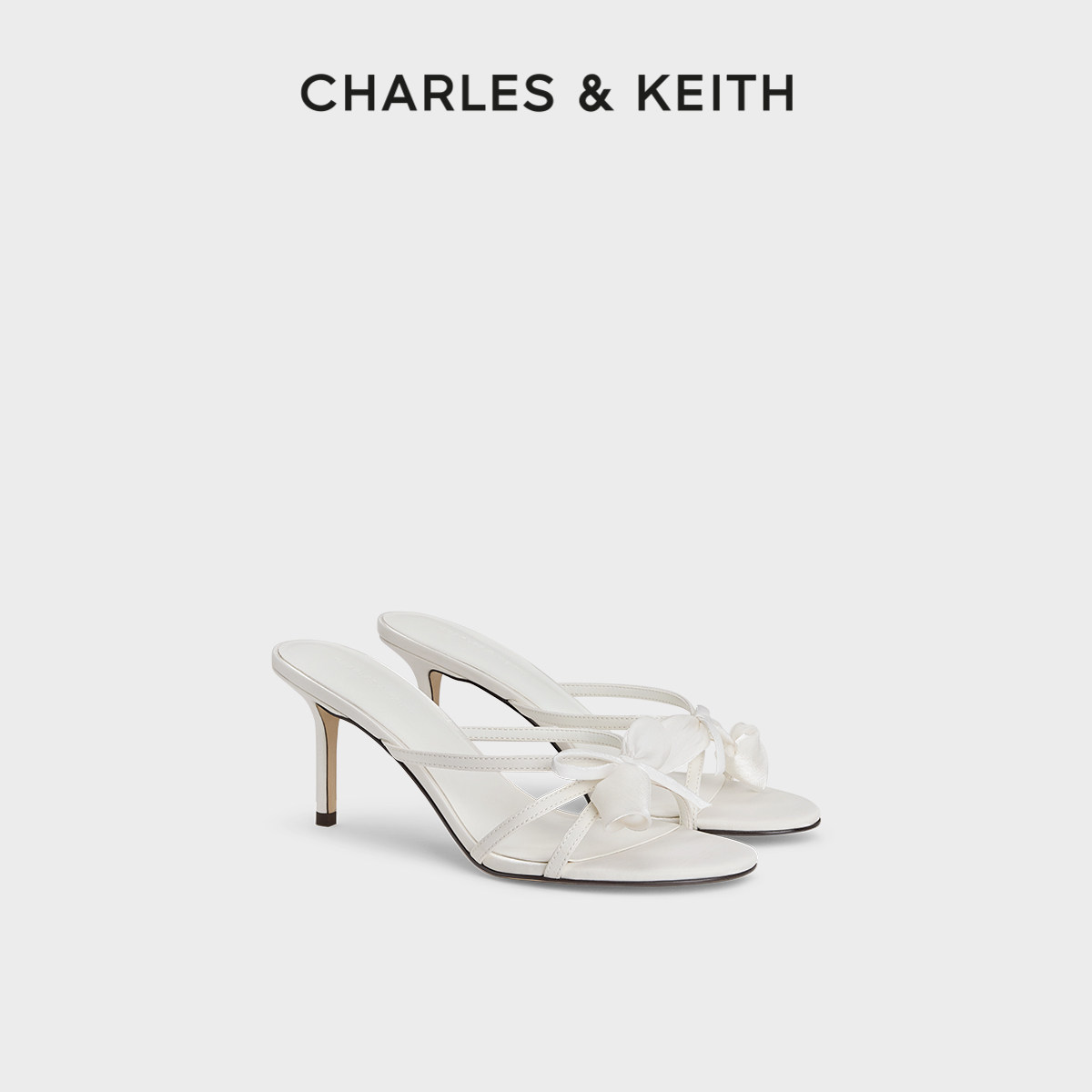 CHARLES＆KEITH26夏新款CK1-60361616花朵蝴蝶结细带高跟鞋凉拖鞋主图
