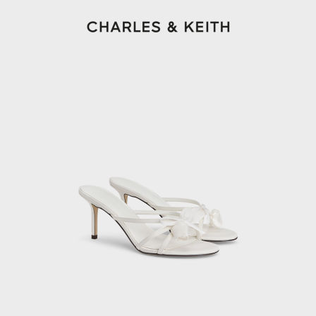 CHARLES＆KEITH26夏新款CK1-60361616花朵蝴蝶结细带高跟鞋凉拖鞋