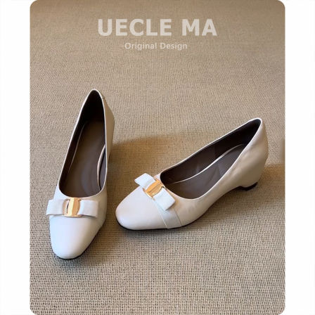 羊皮版~内增高气质单鞋女配裙子浅口职业鞋绝美不累脚法式高跟鞋