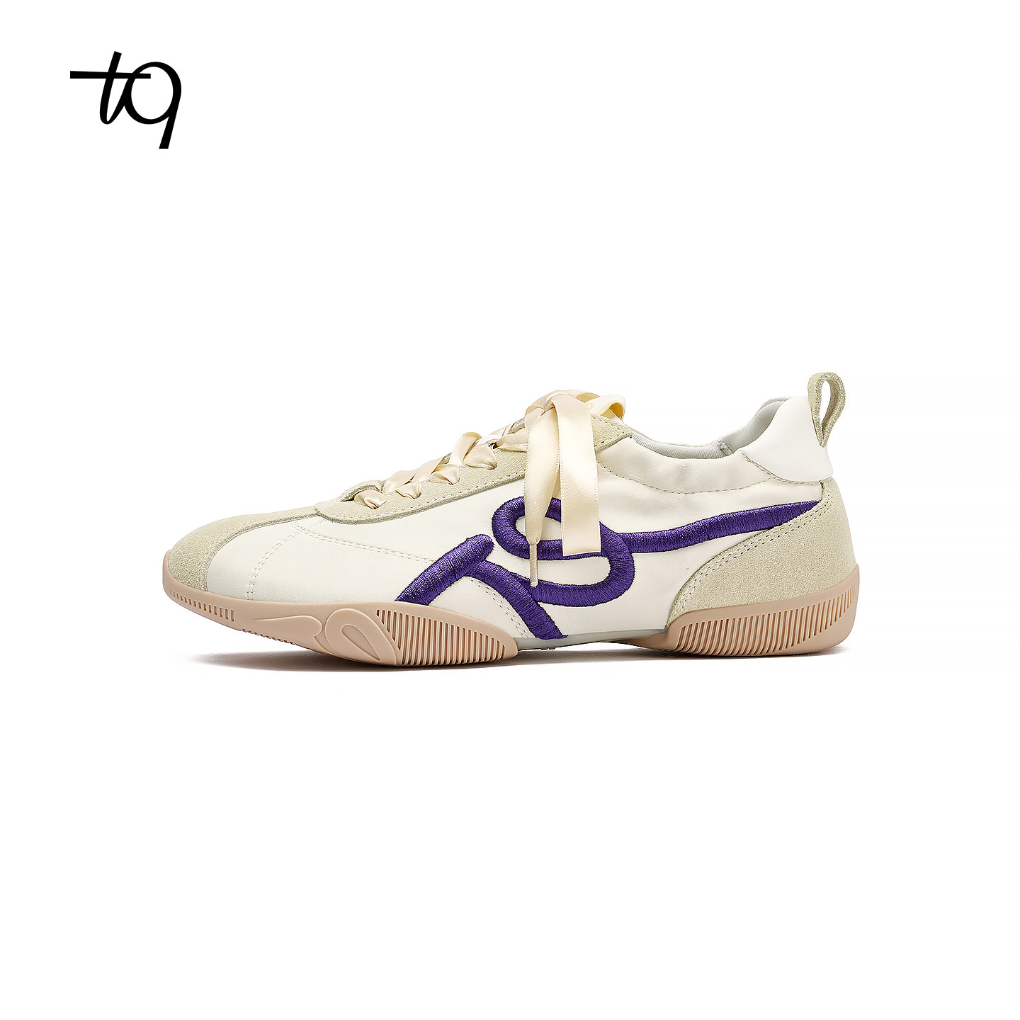 Talitaqoom芭蕾德训鞋2026春夏新款撞色刺绣缎面薄底内增高tq女鞋主图