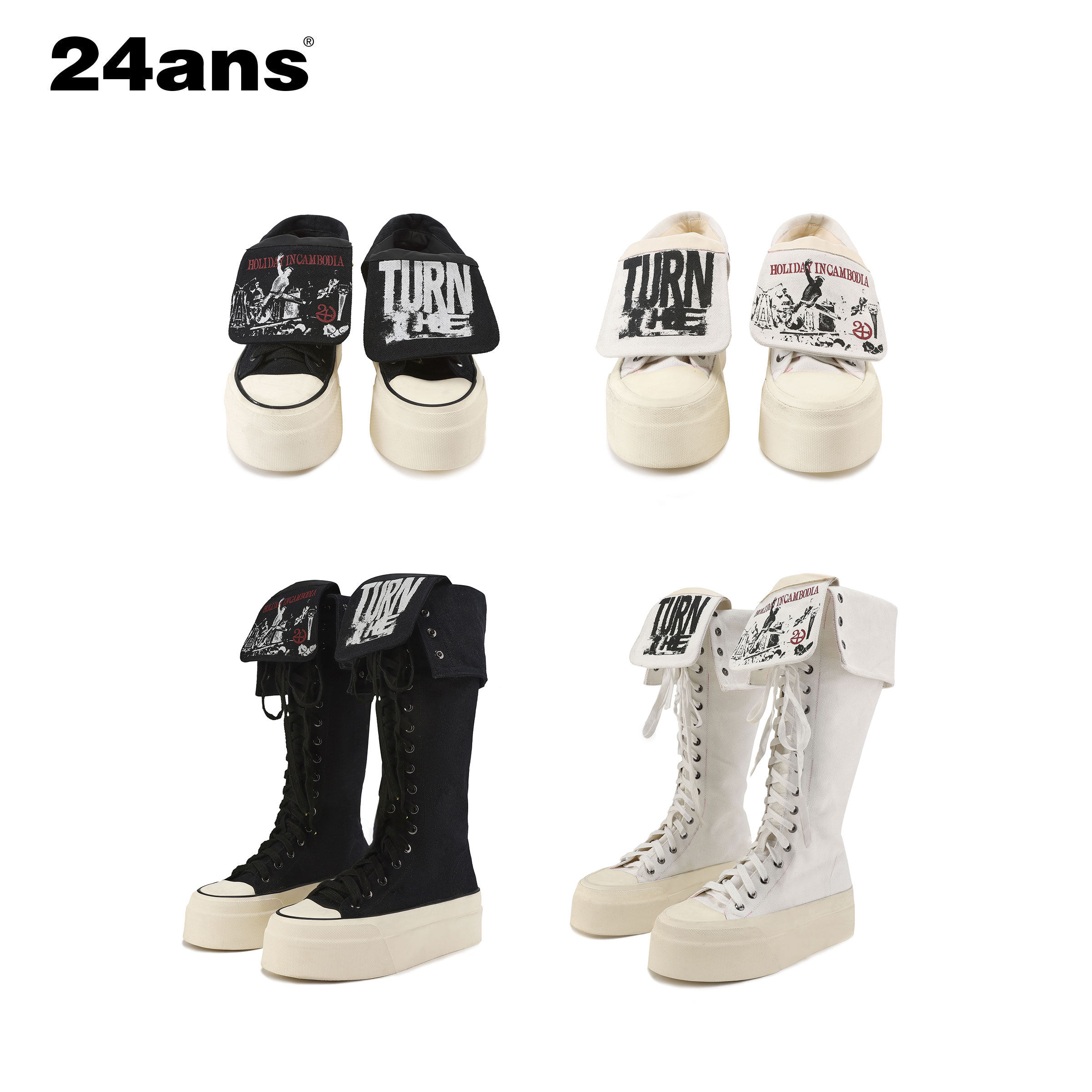 24ANS LTD 轻亚punk帆布鞋⑴丝网印花定制⑵可翻折鞋舌主图