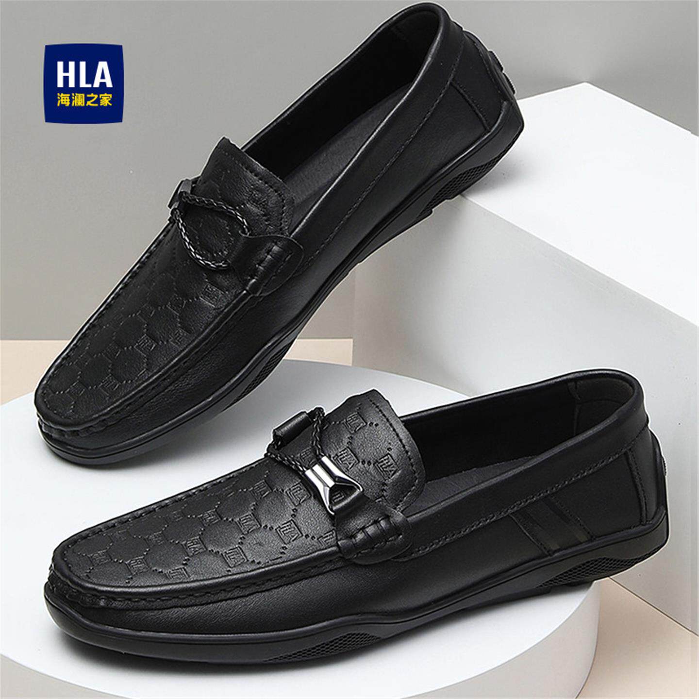 海澜之家休闲商务皮鞋男夏季透气防臭豆豆鞋软底爸爸鞋开车乐福鞋主图