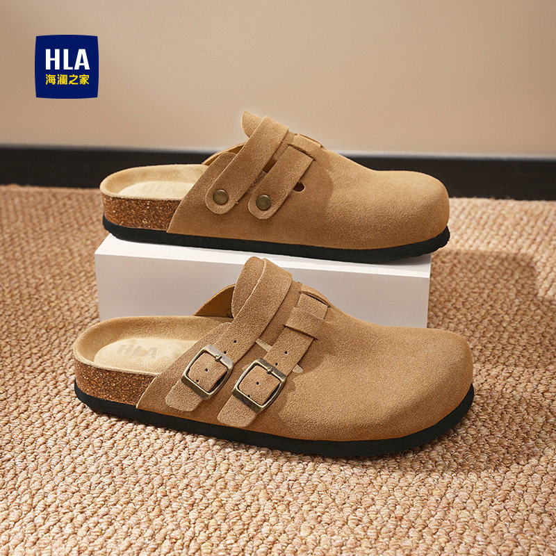 海澜之家2026年春季新款男士勃肯鞋双扣包头拖鞋软木底舒适一脚蹬主图