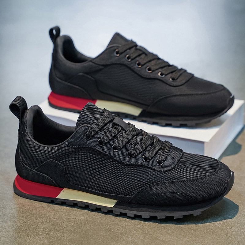 阿甘男鞋2026夏季透气帆布运动跑步休闲黑色工作软底防滑百搭潮鞋主图