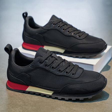 阿甘男鞋2026夏季透气帆布运动跑步休闲黑色工作软底防滑百搭潮鞋