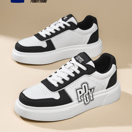 海澜之家男鞋2026春季新款户外休闲拼接时尚厚底增高耐磨板鞋男