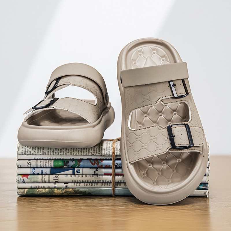 开车拖鞋男夏季外穿防臭防滑越南沙滩鞋男士户外厚底运动两用凉鞋主图