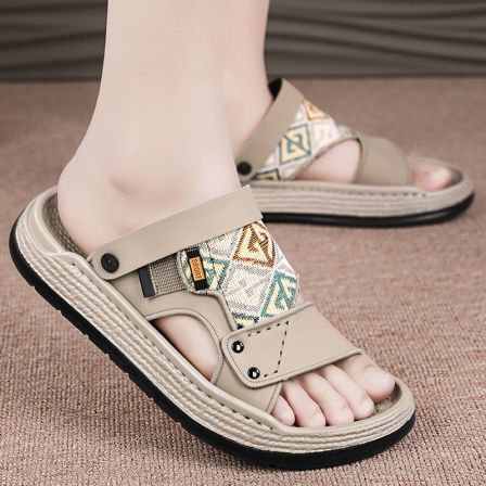 开车拖鞋男夏季外穿厚底防滑运动皮凉鞋男士户外两用海边沙滩凉拖鞋