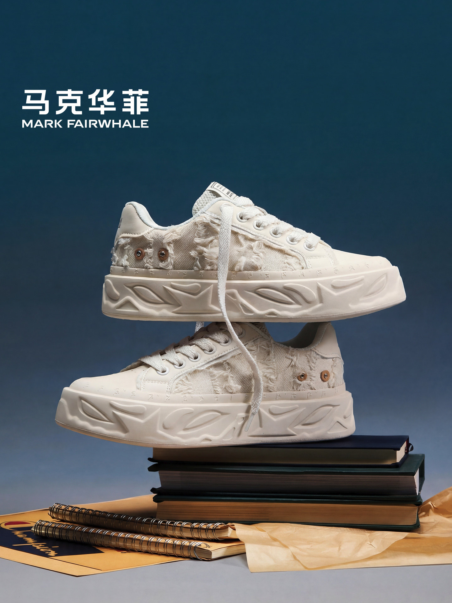 马克华菲鞋子男鞋2026新款春夏小白鞋男士休闲透气滑板鞋厚底增高鞋主图