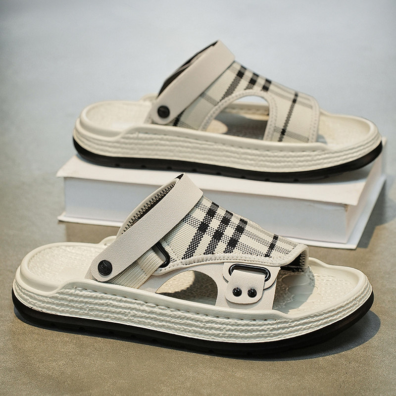 沙滩鞋男夏季外穿海边可下水越南拖鞋男士户外开车两用爸爸皮凉鞋主图