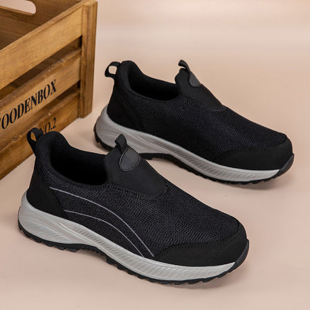 张凯丽老人网鞋男2026新款夏季透气一脚蹬爸爸鞋中老年舒适运动鞋