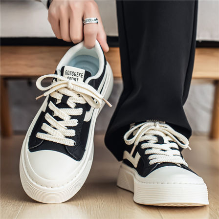 帆布男鞋2026新款春季运动板鞋中学生网红潮流百搭低帮软底休闲鞋