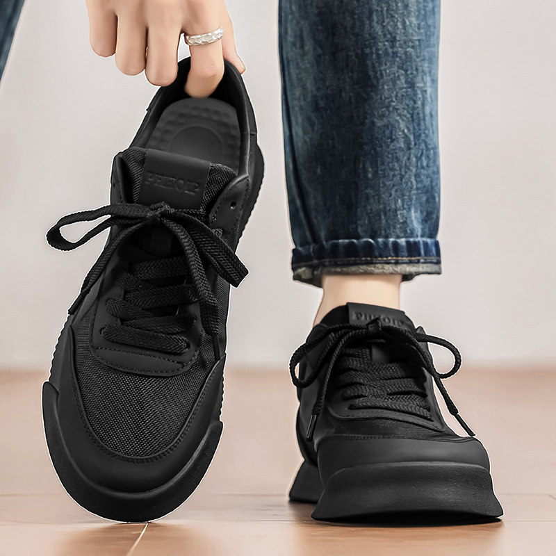 男鞋2026夏季透气阿甘运动休闲百搭黑色帆布工作上班防滑劳保潮鞋主图