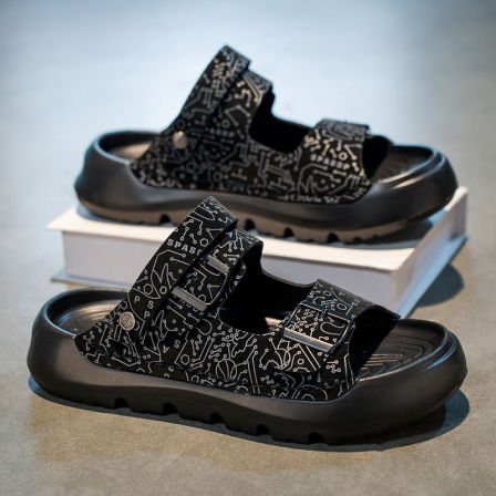 网红拖鞋男夏季外穿潮牌休闲厚底凉拖男士户外防滑耐磨运动一字拖