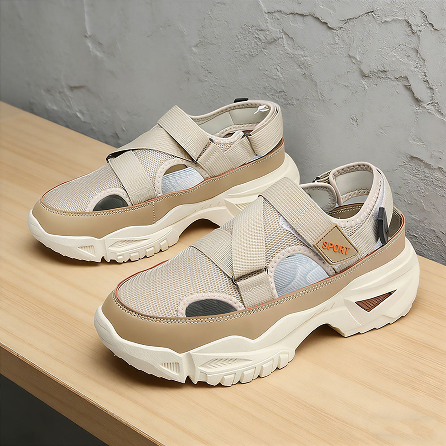 夏季透气鞋男款超薄镂空单网网鞋增高厚底户外运动防滑速干溯溪鞋主图