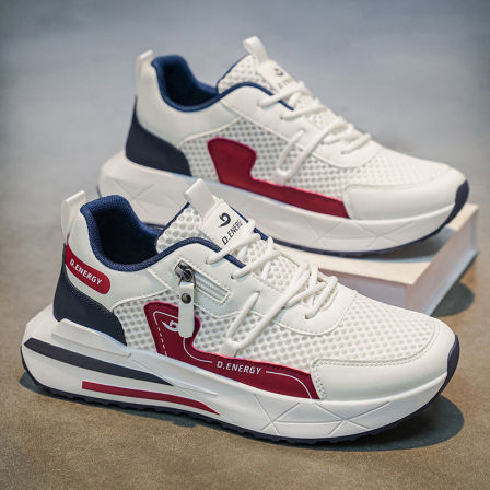 网红爆款男鞋2026夏季透气网面运动跑步休闲超火炸街厚底老爹潮鞋