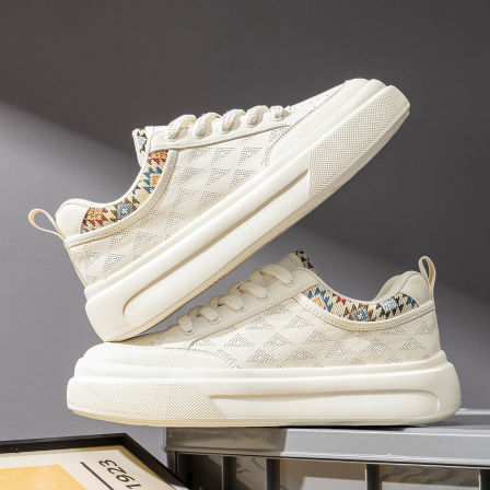 鞋子男鞋夏季透气欧洲站潮牌高级感白鞋板鞋男士休闲西装小白鞋男