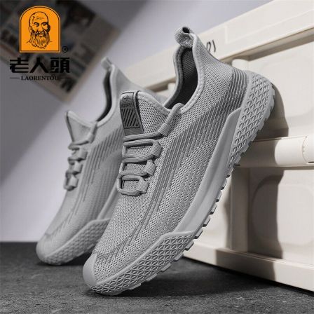 老人头旗舰店舒适透气飞织网面鞋男士2026夏季轻便百搭运动休闲鞋