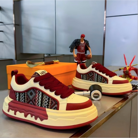 本命年红色男鞋2026新款夏季青少年休闲厚底板鞋男士防滑运动潮鞋