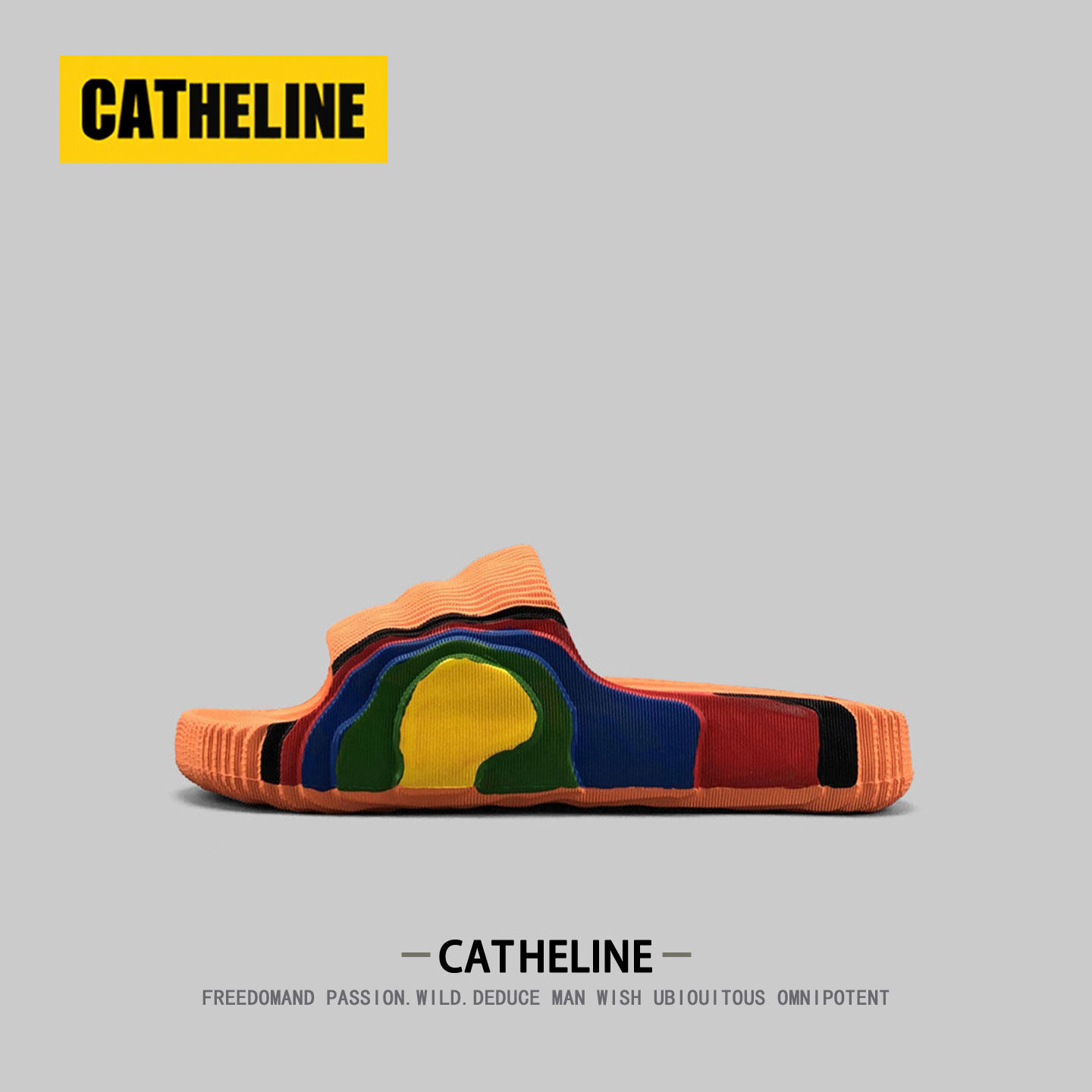 美国CAT.HELINE潮牌拖鞋男士夏季新款外穿厚底多巴胺一字运动凉拖主图