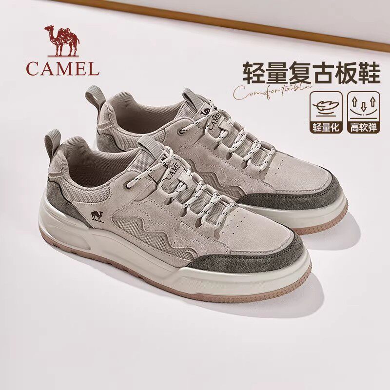 骆驼新款厚底网面透气男百搭复古男士板鞋主图