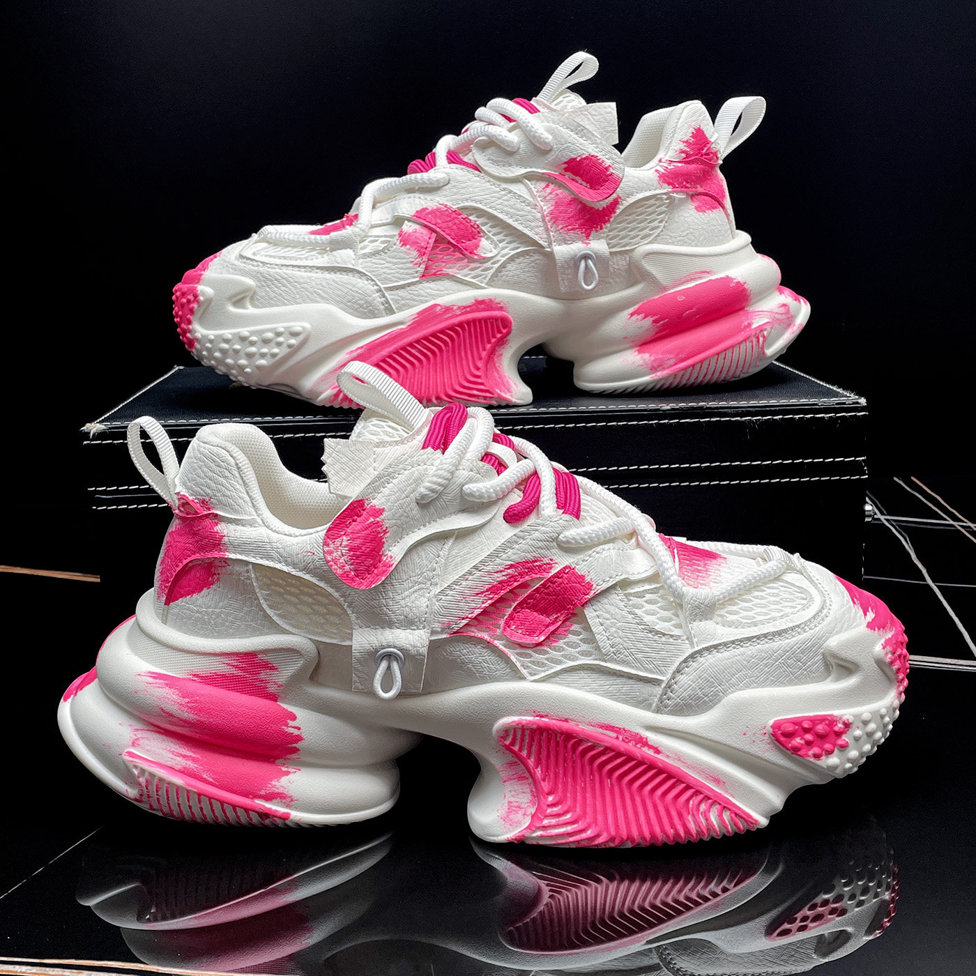 超火老爹鞋男2026夏季新款透气运动鞋时尚拼色潮牌男鞋厚底休闲鞋主图