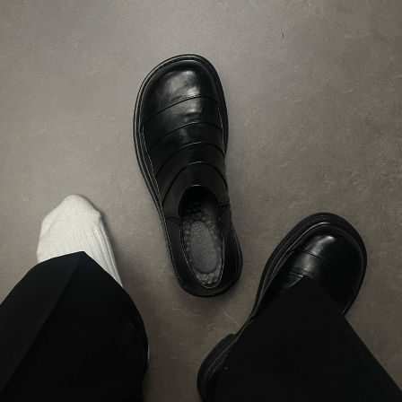 新款毛毛虫乐福懒人皮鞋英伦厚底增高鞋男一脚蹬德比鞋套脚大头鞋