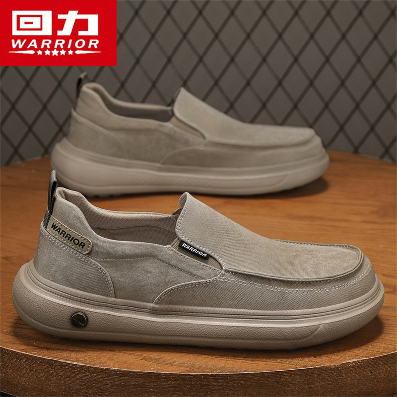 回力男鞋2026春夏新款懒人一脚蹬帆布鞋男士透气轻便软底休闲布鞋主图