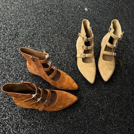 糖糖-增高4cm丨【游牧风情】三排扣时尚坡跟百搭镂空女靴;FXX57211