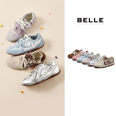 【巴图&博谷优享】百丽软心糖爱心双鞋带德训鞋女26新内增高休闲鞋