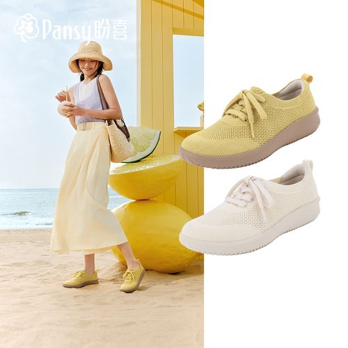 【pansy】盼喜网面透气飞织鞋女百搭舒适休闲鞋不累脚单鞋2026春主图