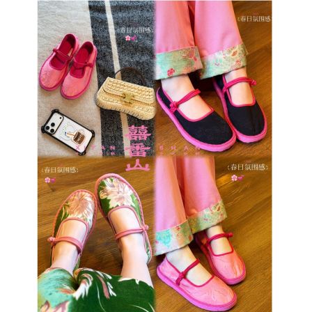 囍番山｜原创手工千层底玛丽珍汉服古法染色