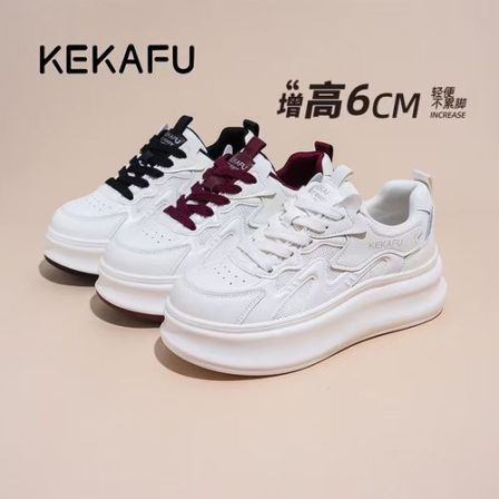 KEKAFU/珂卡芙【隐形增高6CM】网面百搭厚底2025小白鞋新款ins时尚