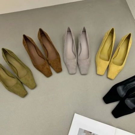 2026春季新款方头浅口高跟鞋气质法式百搭舒适单鞋女