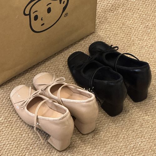晚睡兰•内增高10cm蝴蝶结玛丽珍女鞋百搭粗跟晚晚风气质芭蕾舞鞋主图
