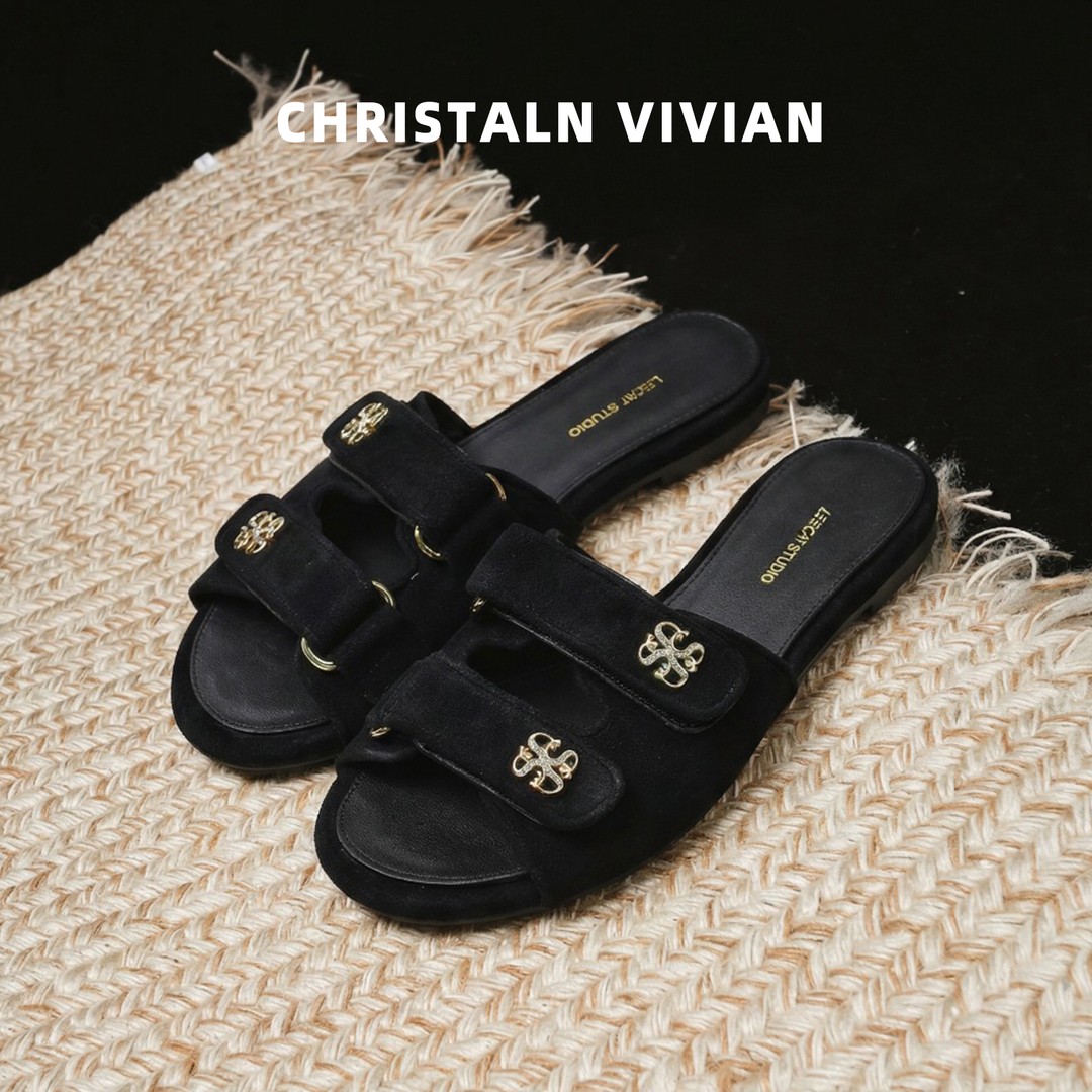 小香风魔术贴外穿一字凉鞋女新款时尚百搭拖鞋主图