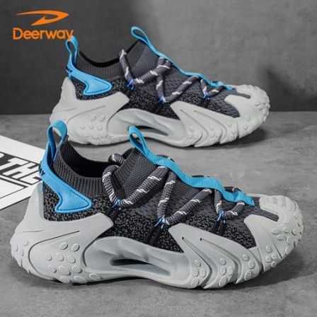 德尔惠运动男鞋夏季新款透气百搭休闲鞋潮网面防臭飞织袜子跑步鞋