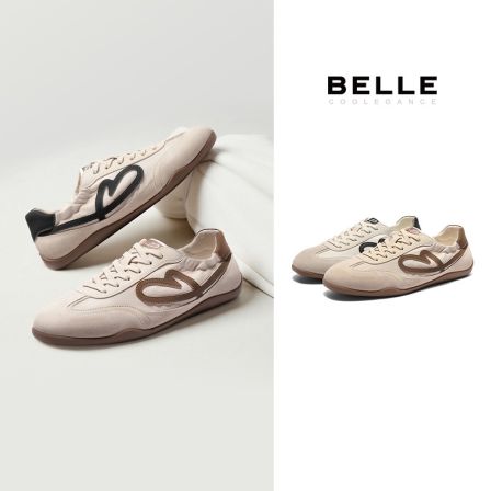 【巴图&博谷优享】百丽复古撞色德训鞋男26新舒适潮搭透气休闲板鞋