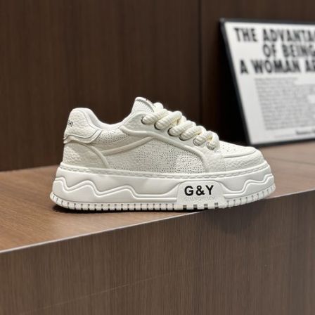 男士潮鞋软底春夏厚底面包鞋圆头男女百搭休闲板鞋增高透气运动鞋