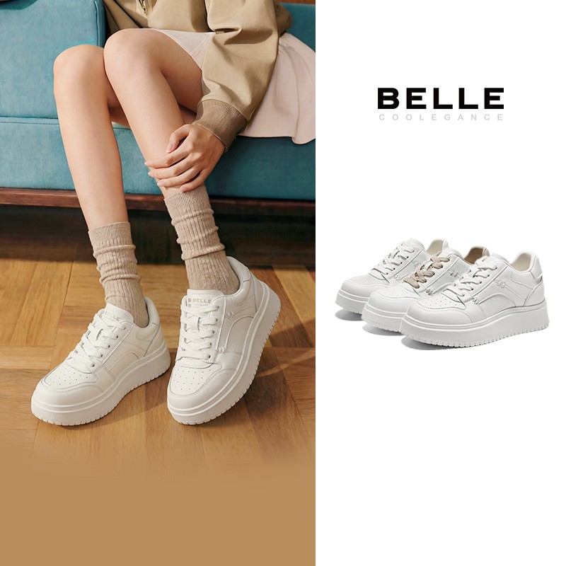 【巴图&博谷优享】百丽舒适印记百搭小白鞋女2026春新厚底纯色板鞋主图