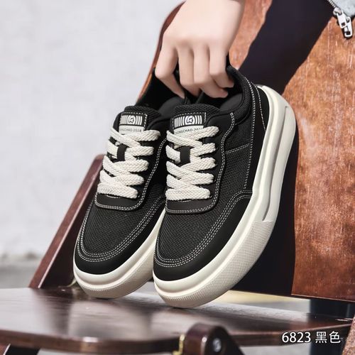 春夏轻便网面透气厚底时尚百搭男士低帮潮鞋男款小白鞋休闲板鞋主图