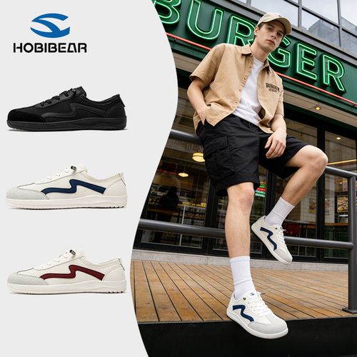 HOBIBEAR男鞋运动风春夏透气网面复古男士2026宽头鞋休闲鞋一脚蹬主图