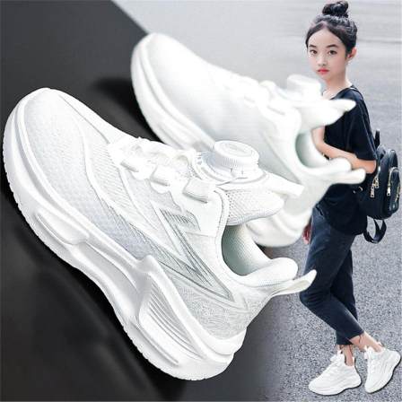 女童扭扭鞋夏季网面透气儿童轻便减震小白鞋中大童跑步白色运动鞋