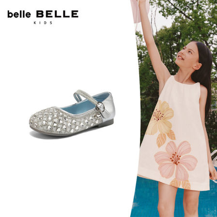 百丽闪耀水钻公主鞋童鞋春季新款玛丽珍鞋时装单鞋