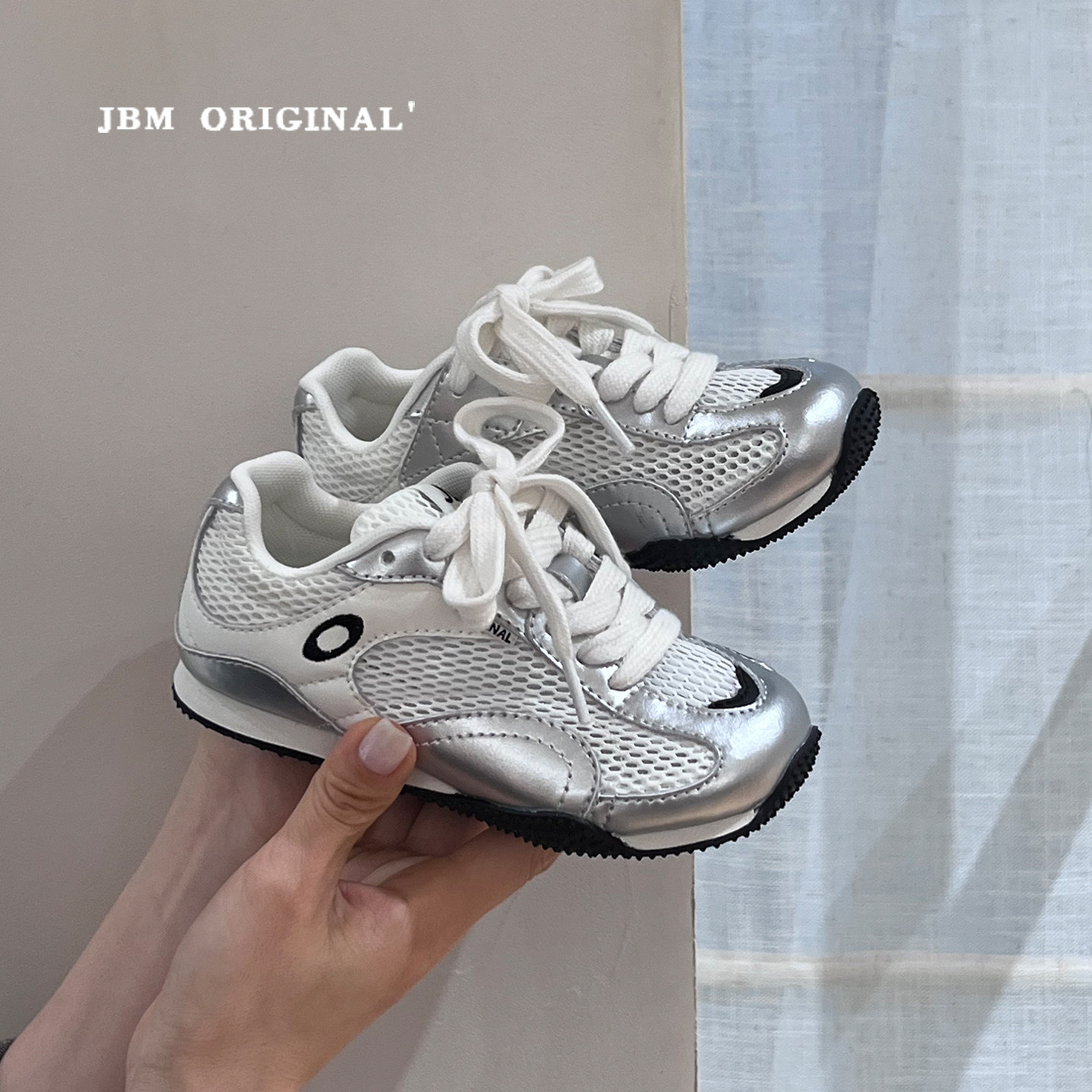 JBM 夏季儿童银色单网阿甘鞋2026新款韩版男女童学生休闲运动鞋主图