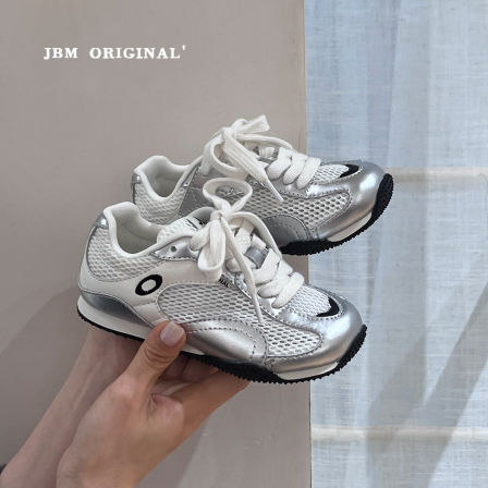 JBM 夏季儿童银色单网阿甘鞋2026新款韩版男女童学生休闲运动鞋